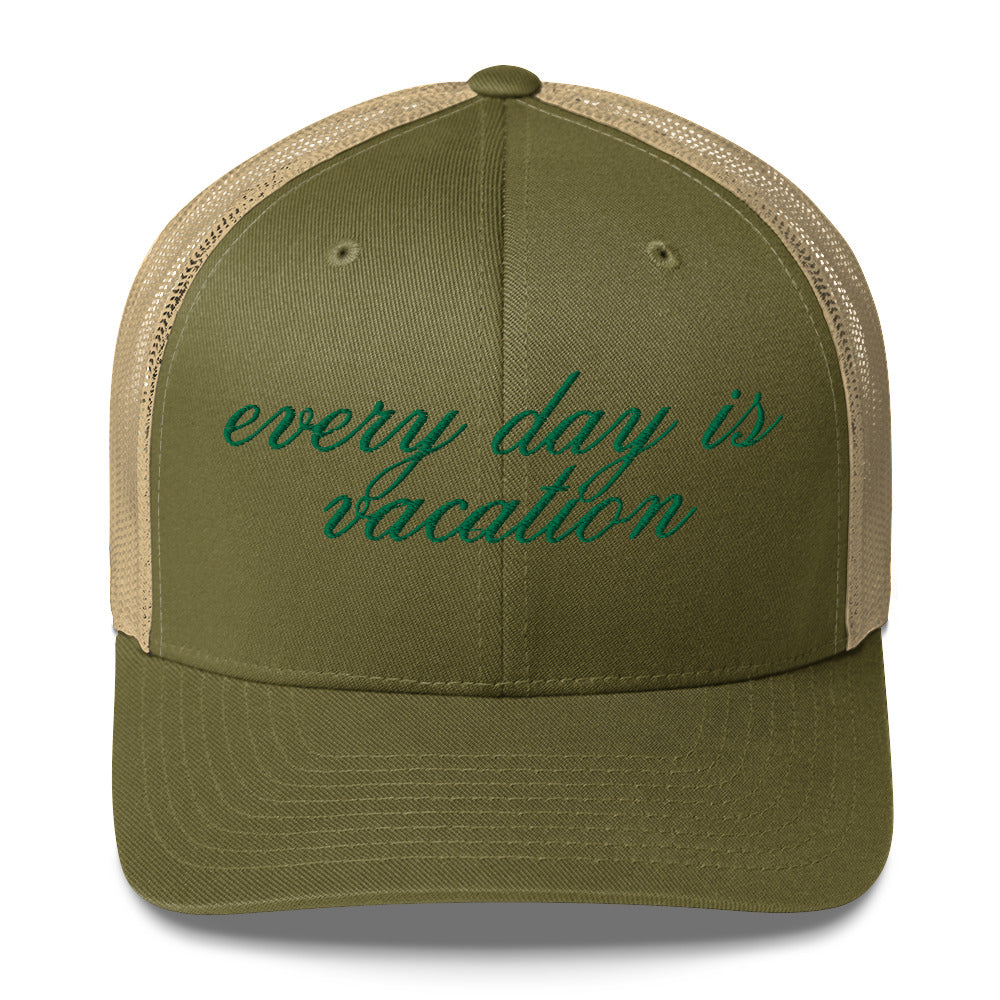 Vacation Trucker Hat, Everyday is Vacation Hat, Retro Hat, Perfect for Next Outdoorsy Vacation