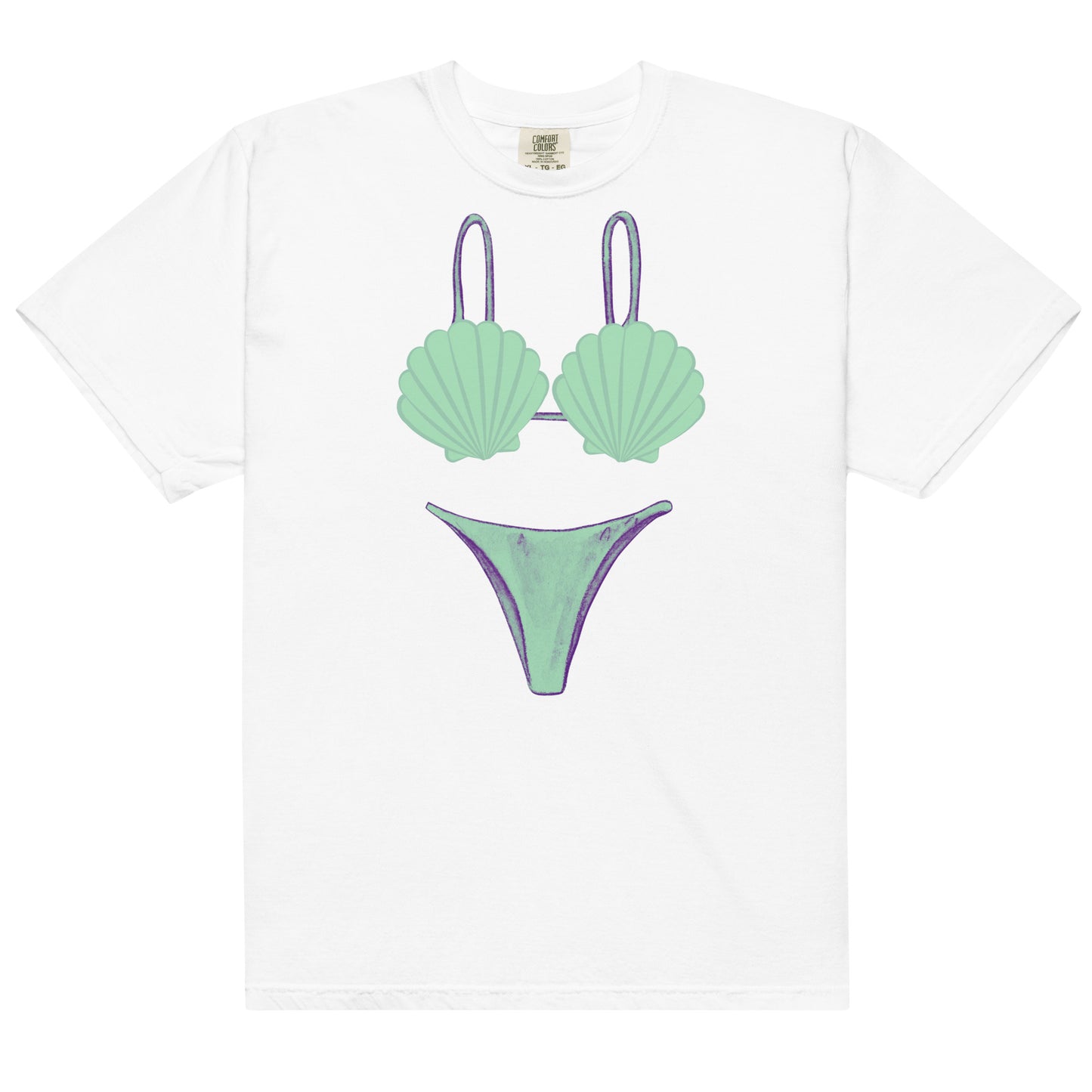 Bikini Swimsuit Coverup, Green Seashell Bikini, Comfy Oversized Mermaid Shirt