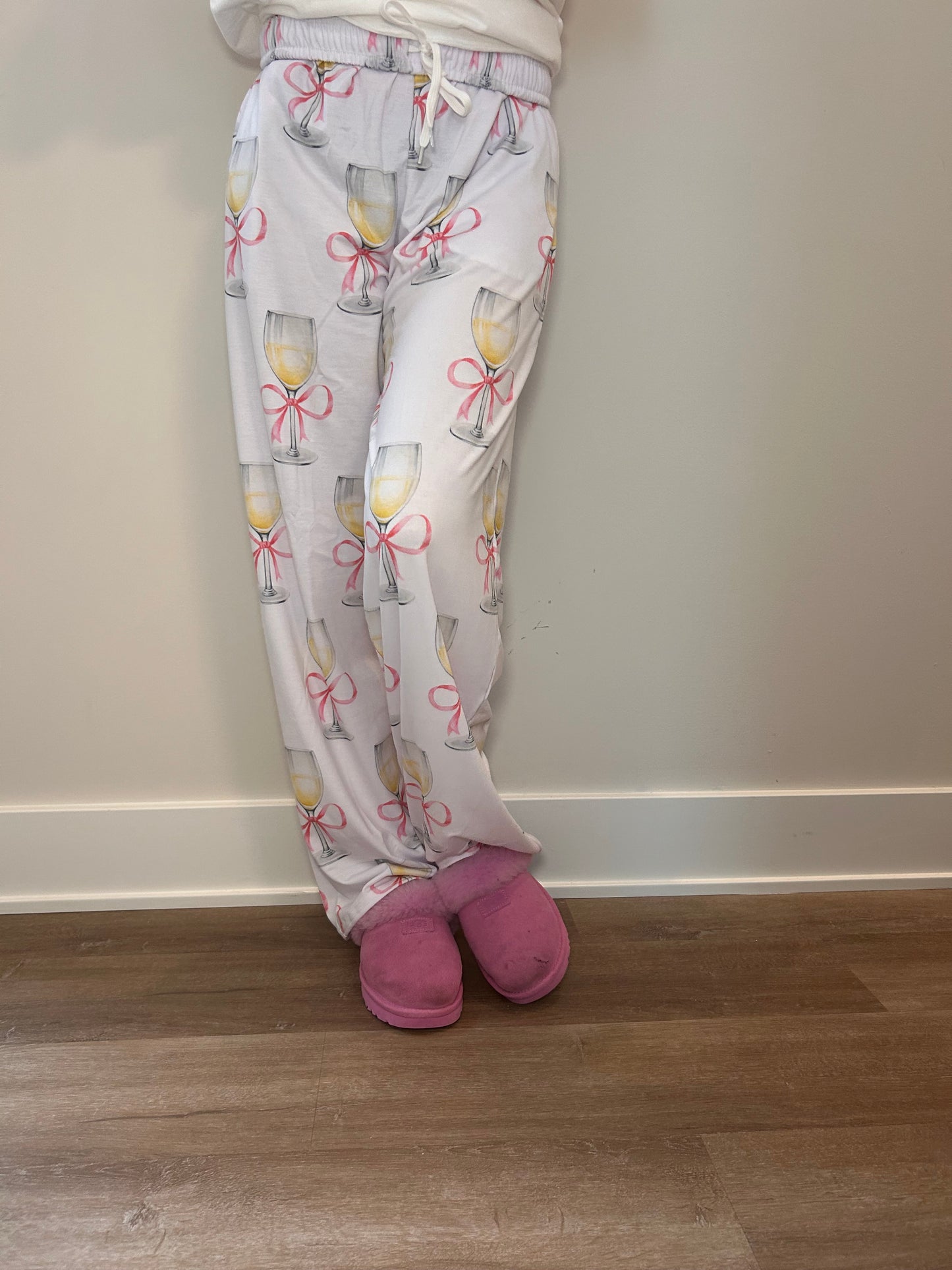 White Wine Pajama Pants, Slumber Party Attire, Perfect Gift for Wine Lover