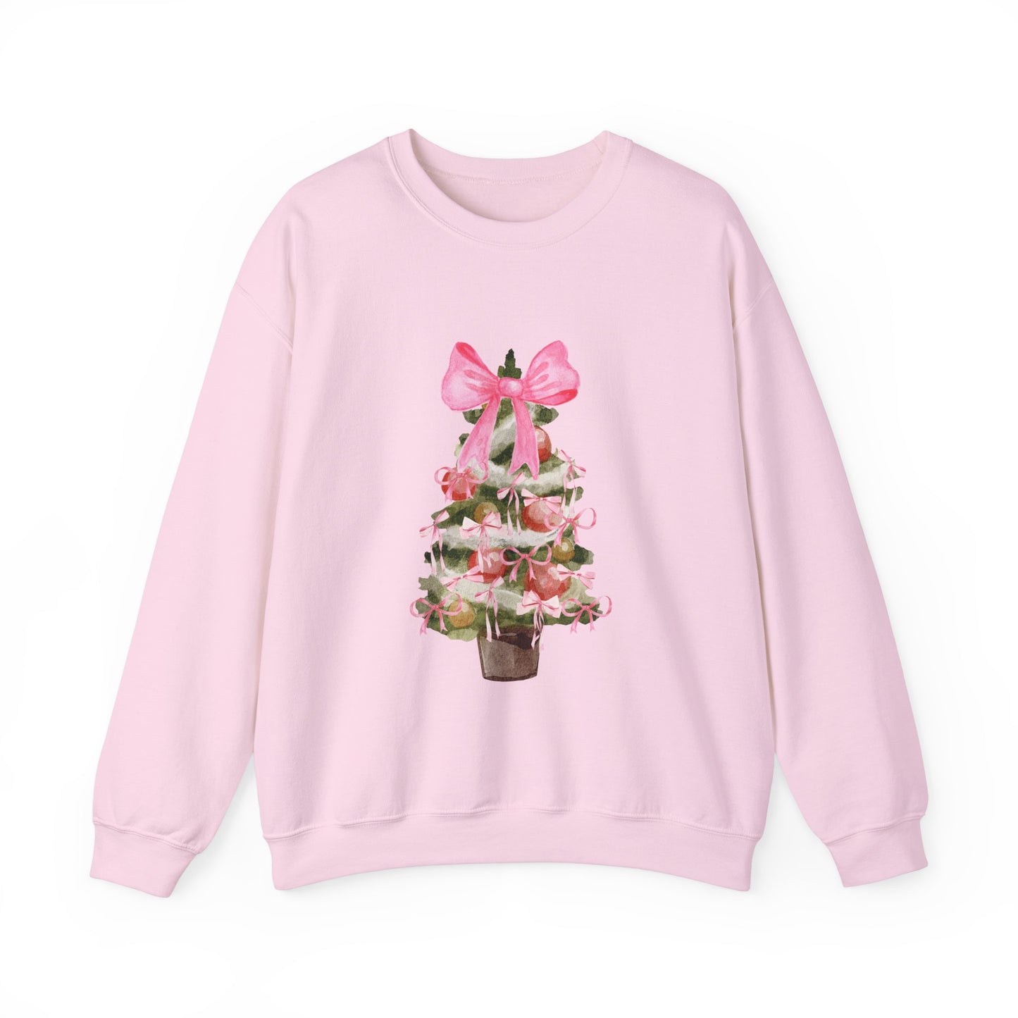 Pink Bow Christmas Tree Crewneck Sweatshirt