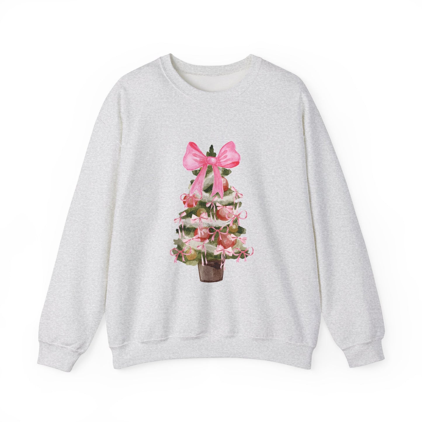 Pink Bow Christmas Tree Crewneck Sweatshirt