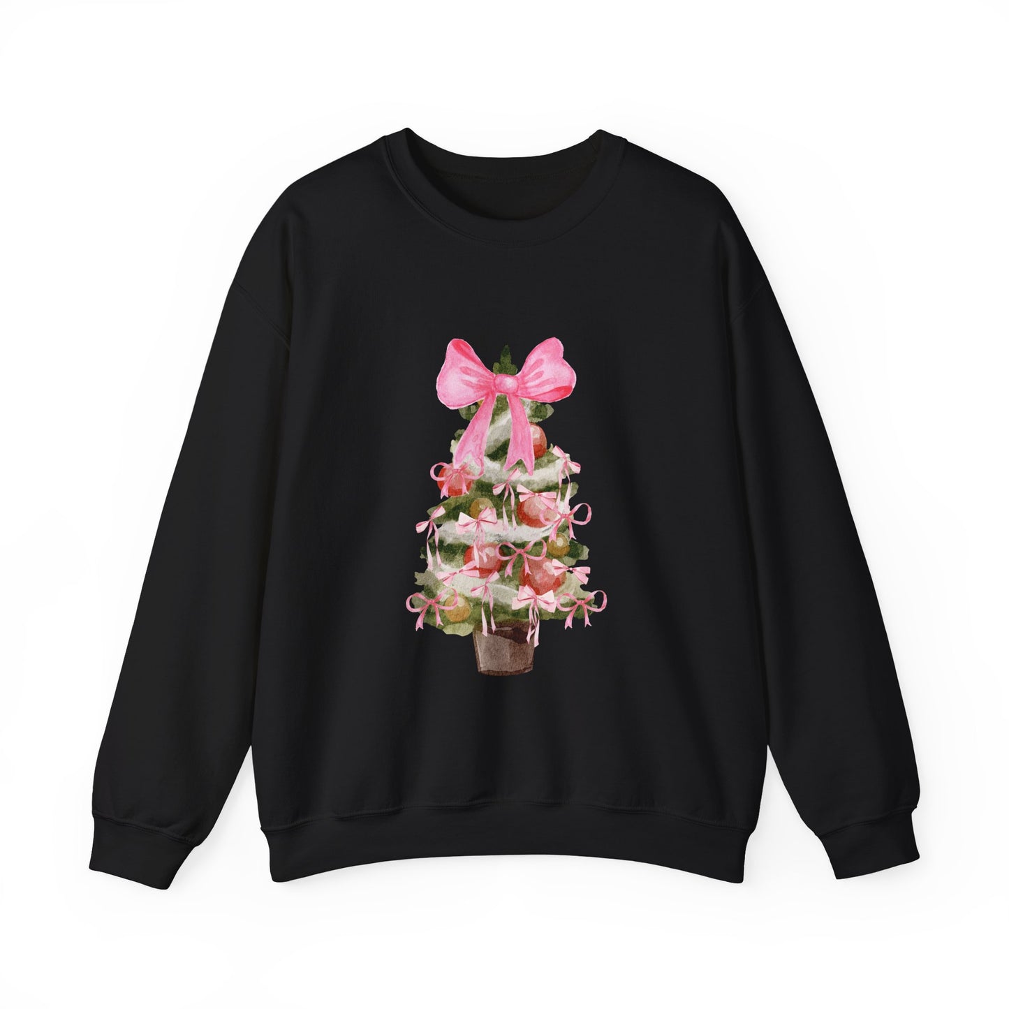Pink Bow Christmas Tree Crewneck Sweatshirt