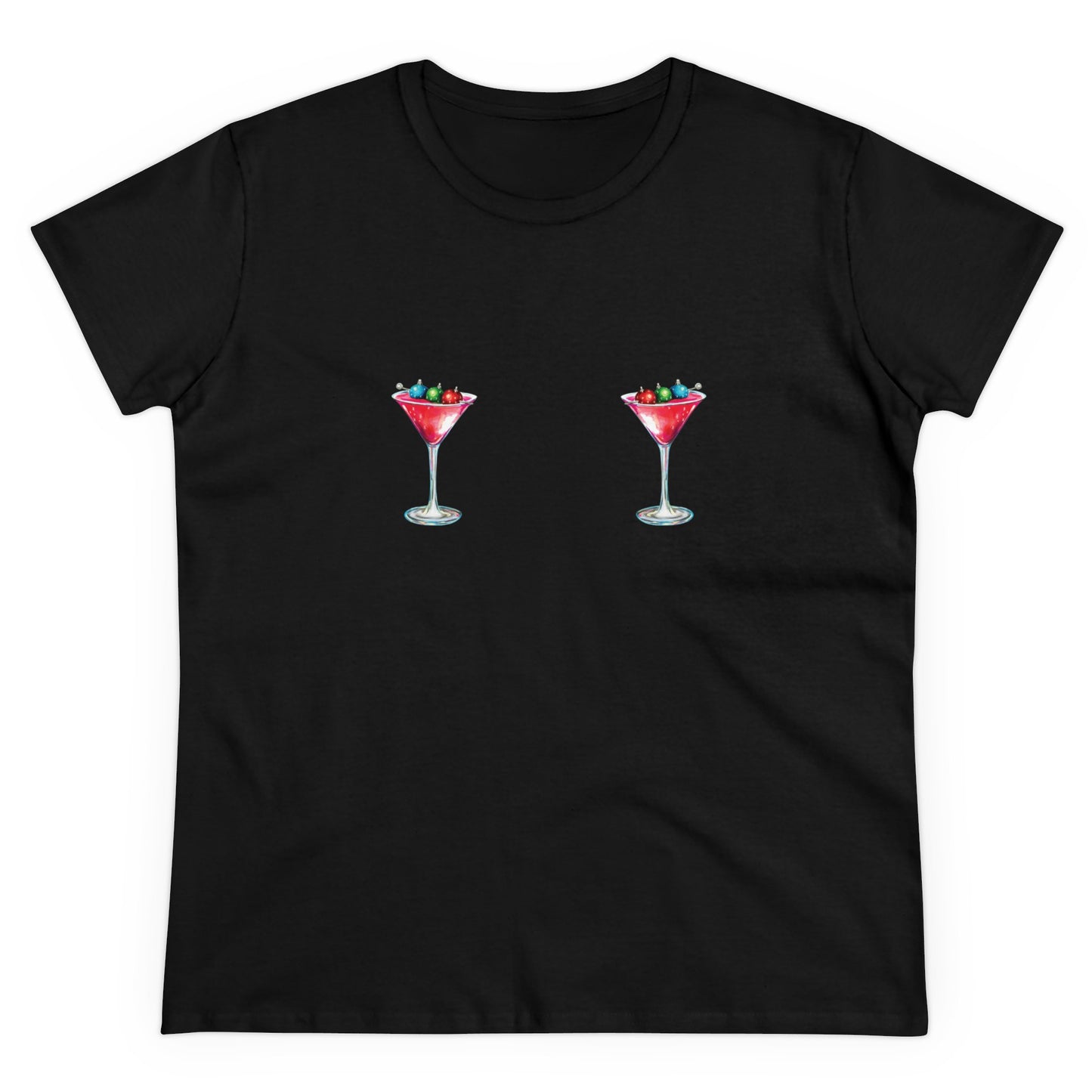 Christmas Cocktails Tee, Nips Tee, Festive Holiday Attire