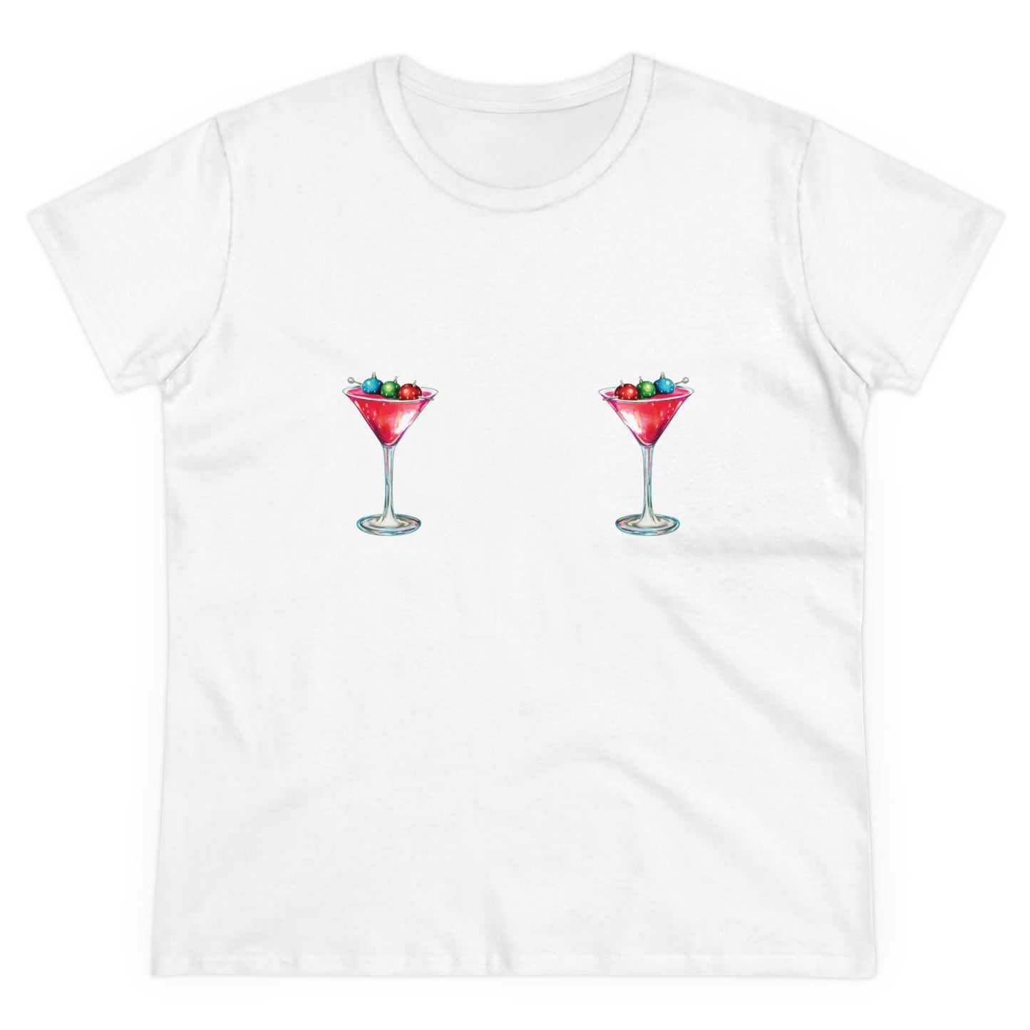 Christmas Cocktails Tee, Nips Tee, Festive Holiday Attire