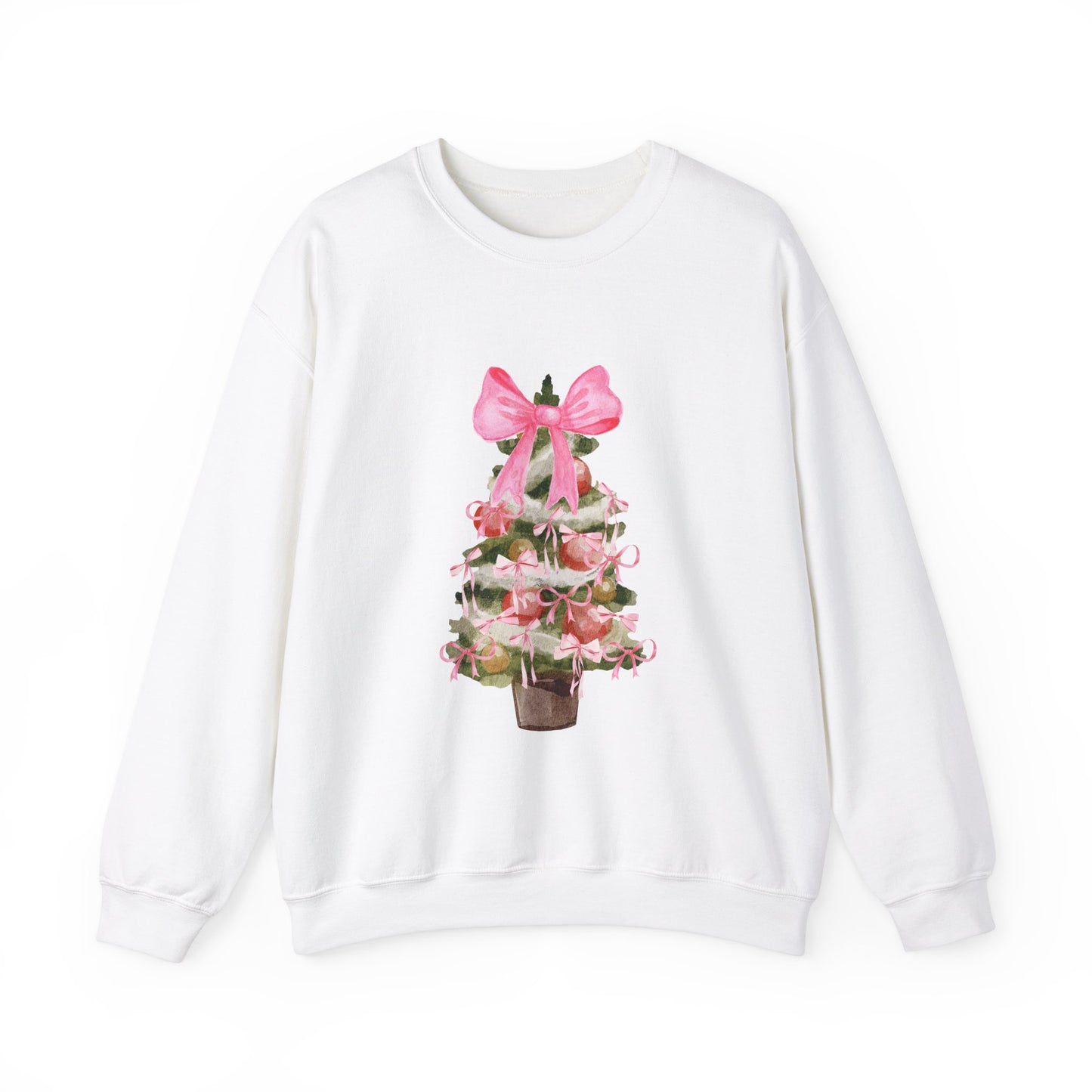 Pink Bow Christmas Tree Crewneck Sweatshirt