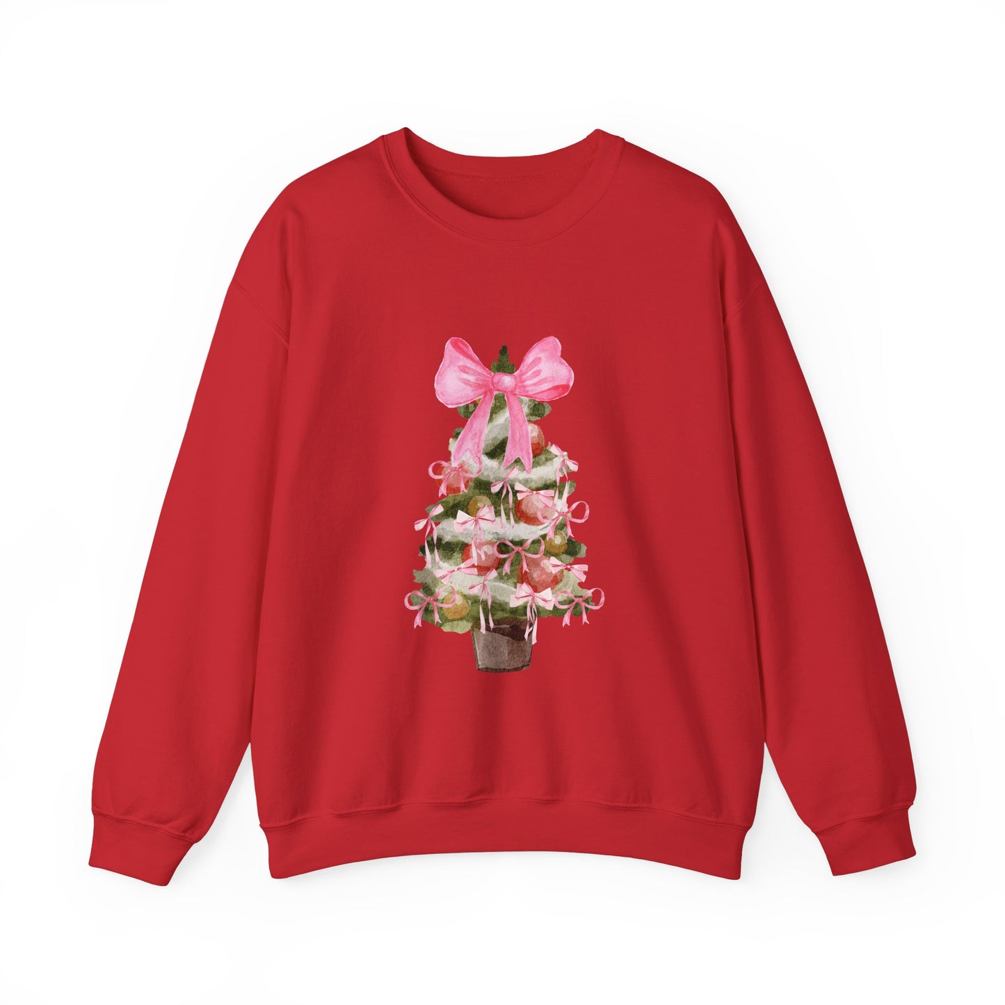 Pink Bow Christmas Tree Crewneck Sweatshirt