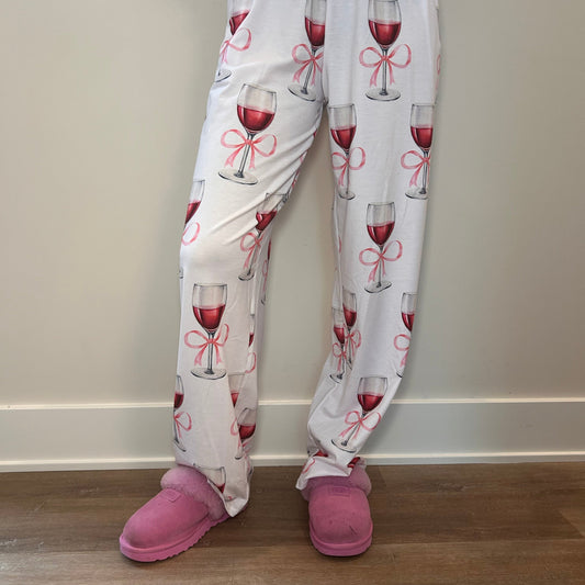 Red Wine Pajama Pants, Pajama Party Attire, Perfect Gift for Wine Lover
