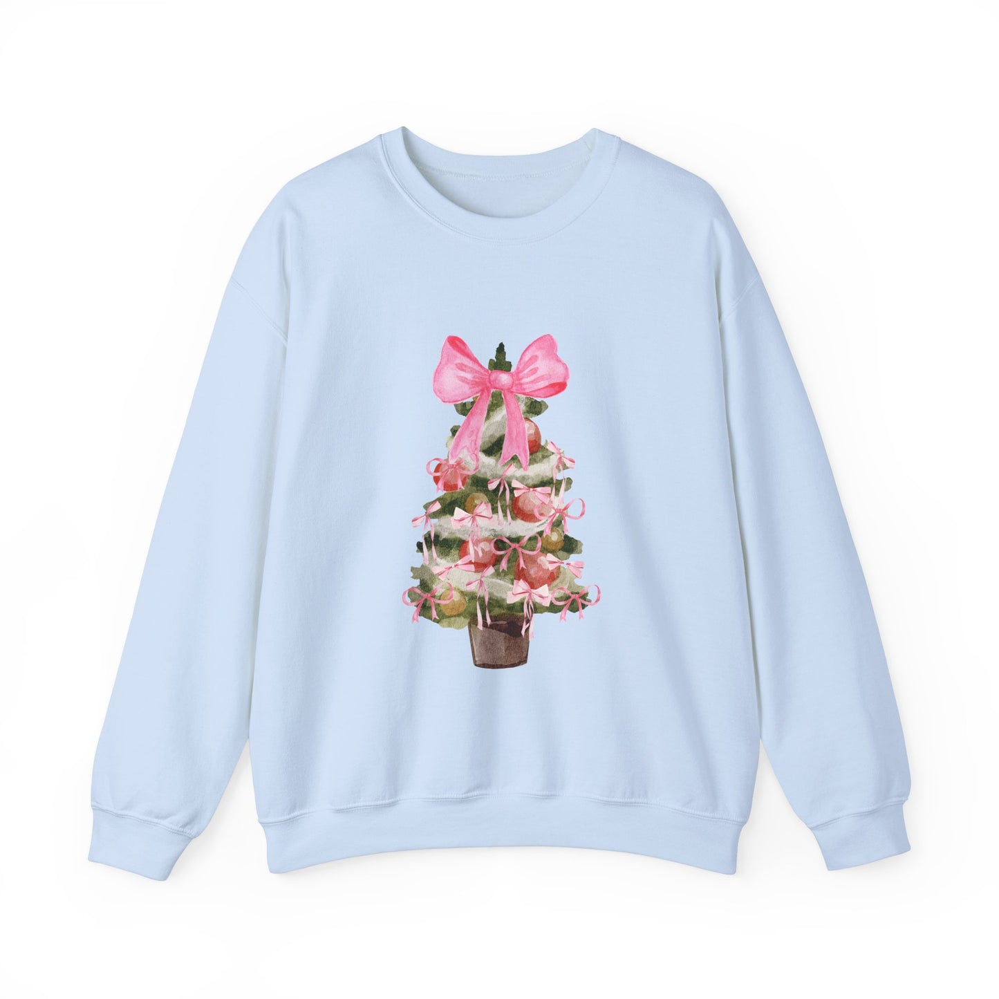Pink Bow Christmas Tree Crewneck Sweatshirt
