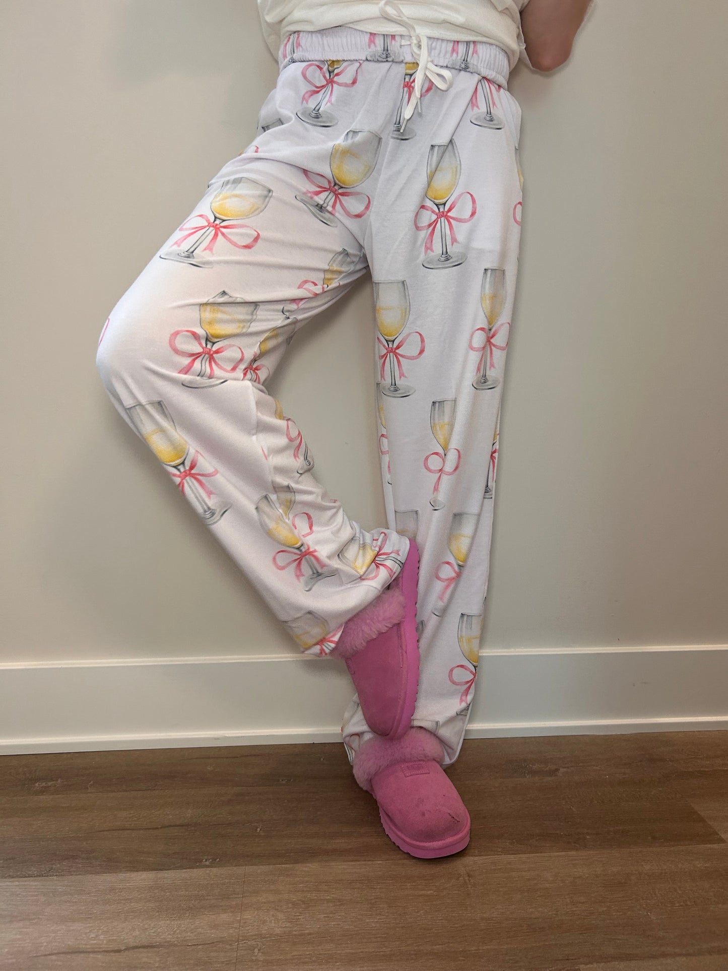 White Wine Pajama Pants, Slumber Party Attire, Perfect Gift for Wine Lover