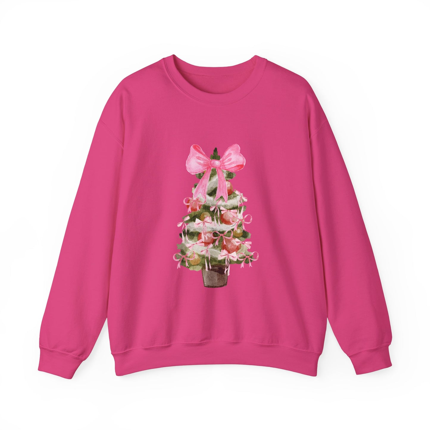 Pink Bow Christmas Tree Crewneck Sweatshirt