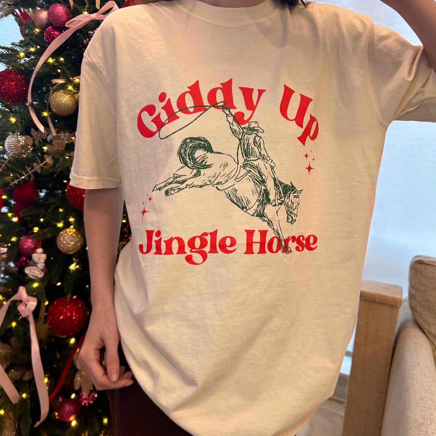 Giddy Up Jingle Horse T-Shirt, Festive Christmas Shirt, Perfect Holiday Gift
