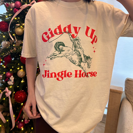 Giddy Up Jingle Horse T-Shirt, Festive Christmas Shirt, Perfect Holiday Gift
