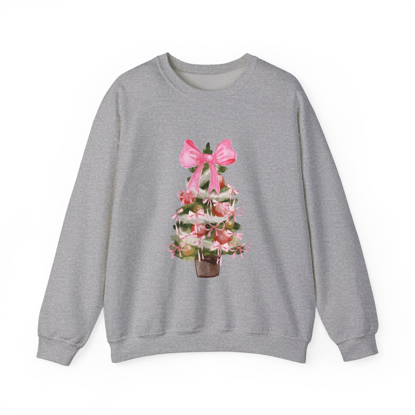 Pink Bow Christmas Tree Crewneck Sweatshirt
