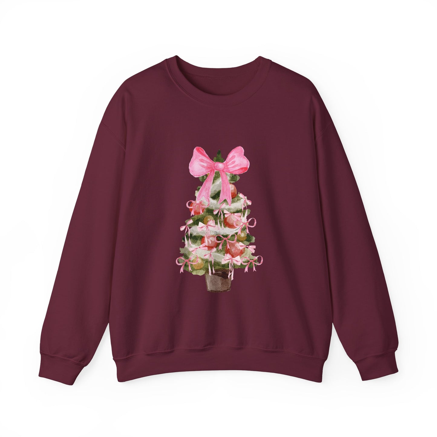 Pink Bow Christmas Tree Crewneck Sweatshirt