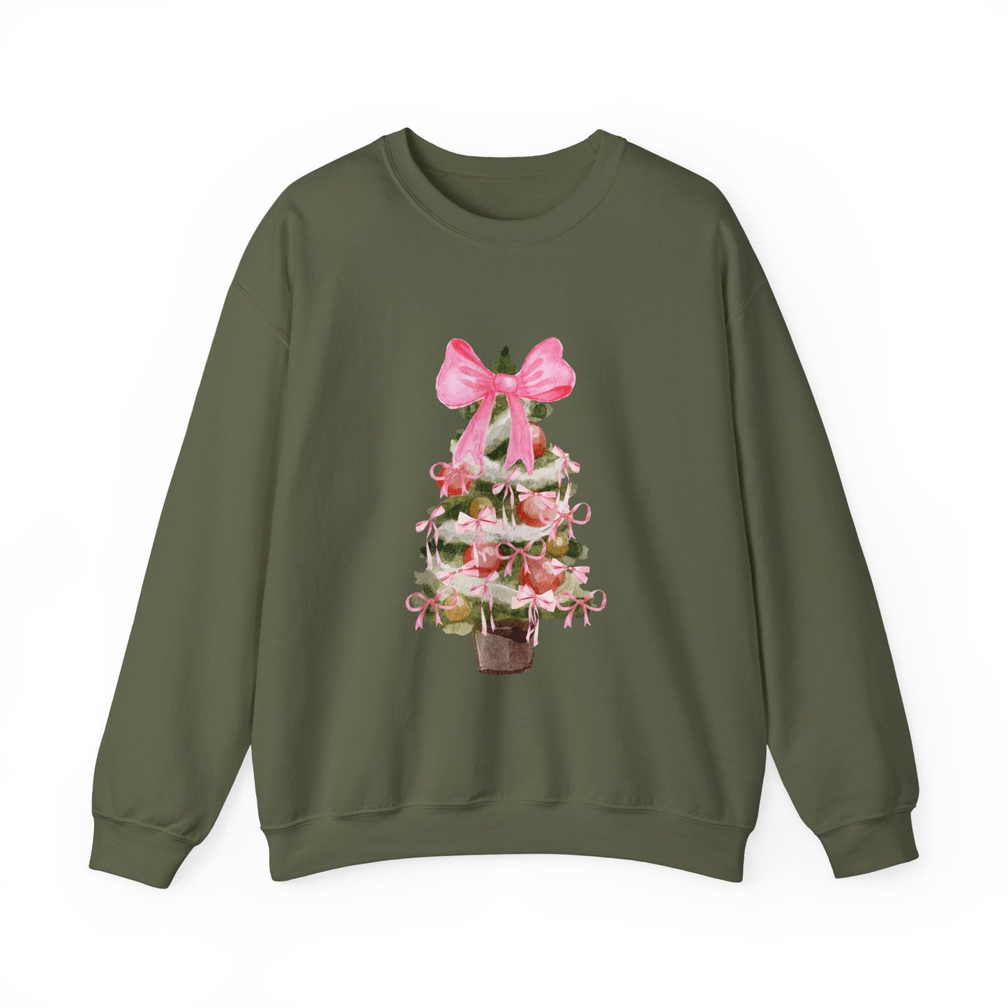 Pink Bow Christmas Tree Crewneck Sweatshirt