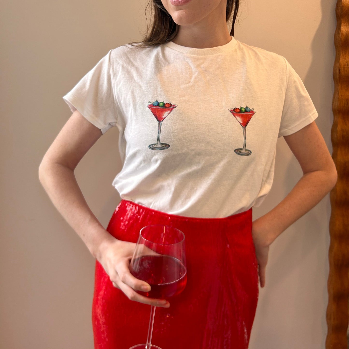 Christmas Cocktails Tee, Nips Tee, Festive Holiday Attire