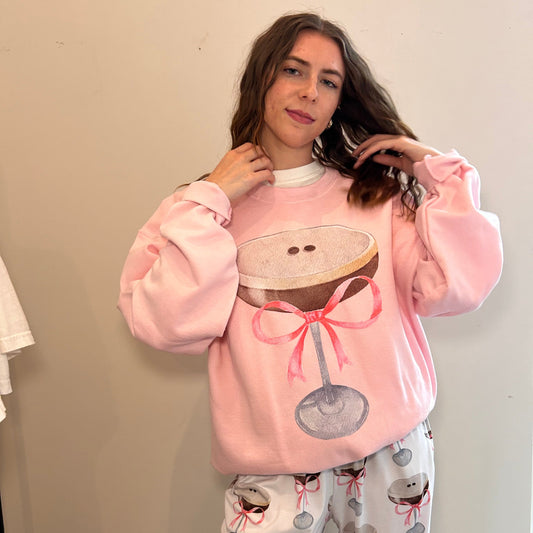 Large Espresso Martini with Bow Sweatshirt, Cocktail Lover Gift