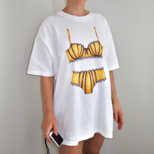 Yellow Lingerie Sleep Shirt, Bachelorette Party Pajamas, Perfect Gift for Her