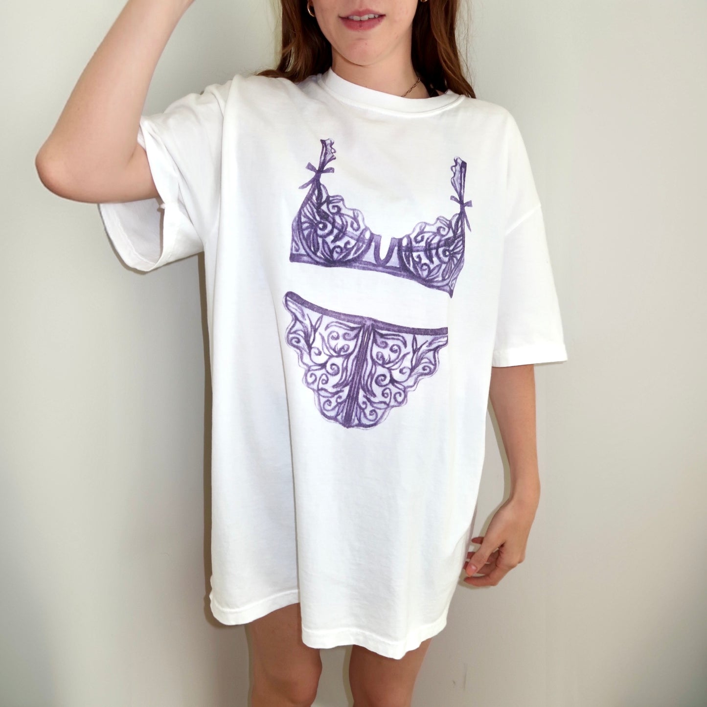 Purple Lingerie Sleep Shirt, Bachelorette Party Pajamas, Perfect Gift for Her