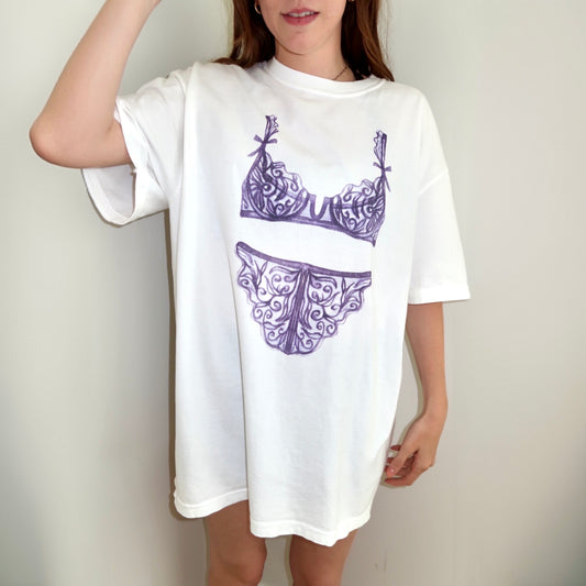 Purple Lingerie Sleep Shirt, Bachelorette Party Pajamas, Perfect Gift for Her