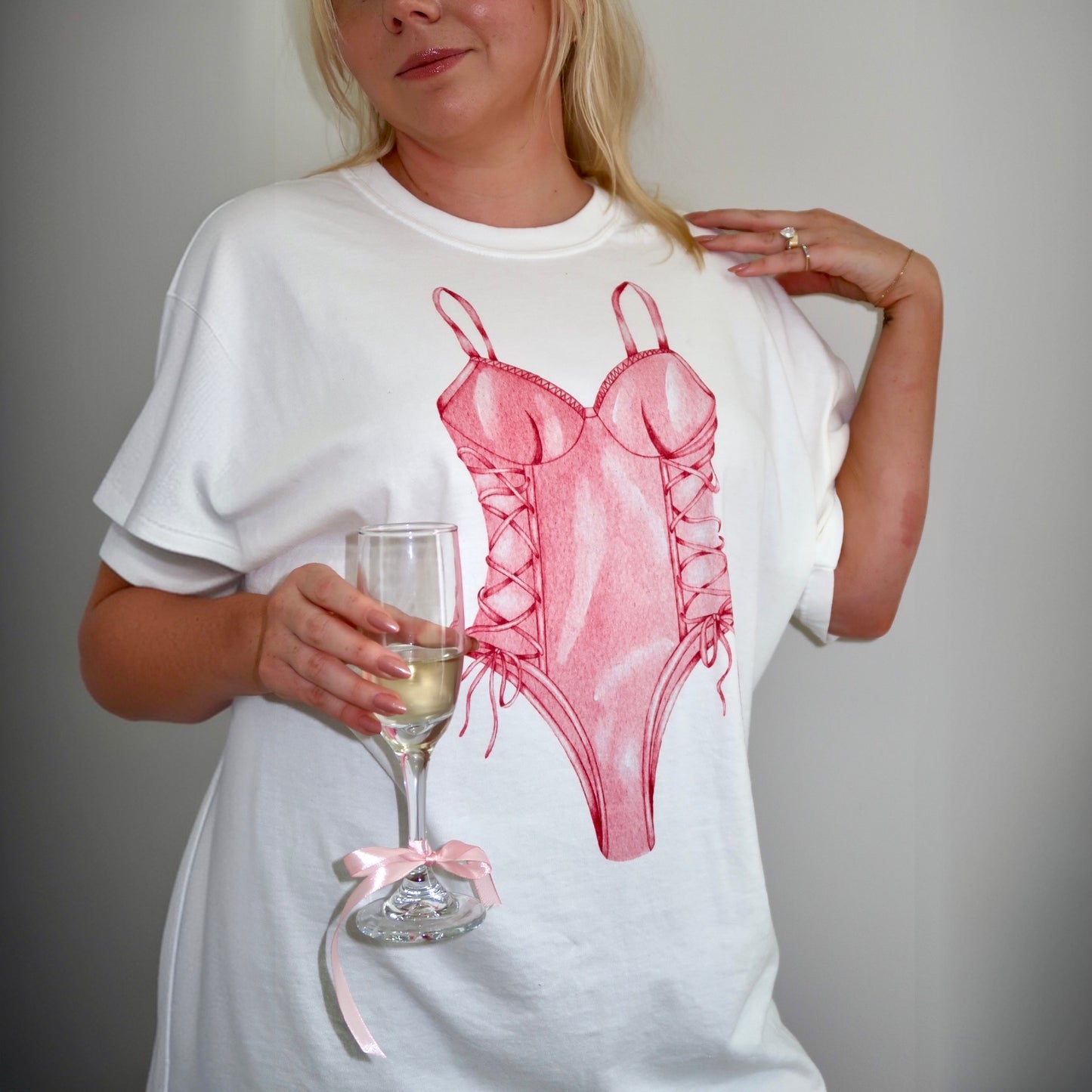 Pink Teddy Lingerie Sleep Shirt, Bachelorette Party Pajamas, Perfect Gift for Her