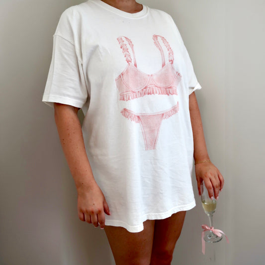 Light Pink Lingerie Sleep Shirt, Bachelorette Party Pajamas, Perfect Gift for Her