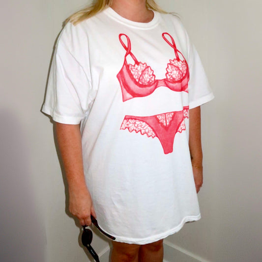 Red Lingerie Sleep Shirt, Bachelorette Party Pajamas, Perfect Gift for Her