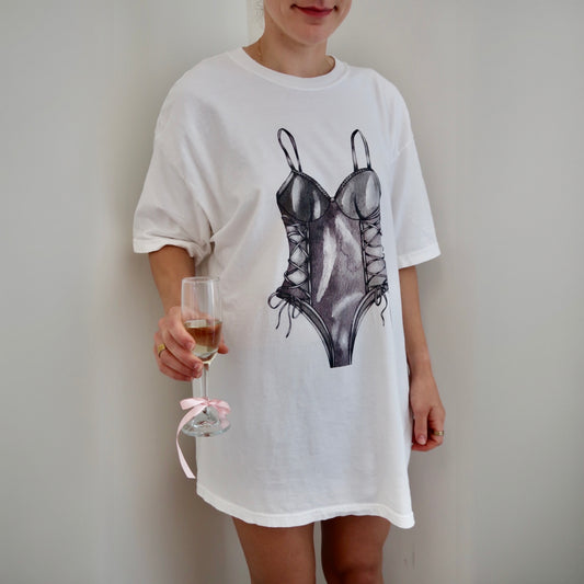 Black Lingerie Sleep Shirt, Bachelorette Party Pajamas, Perfect Gift for Her