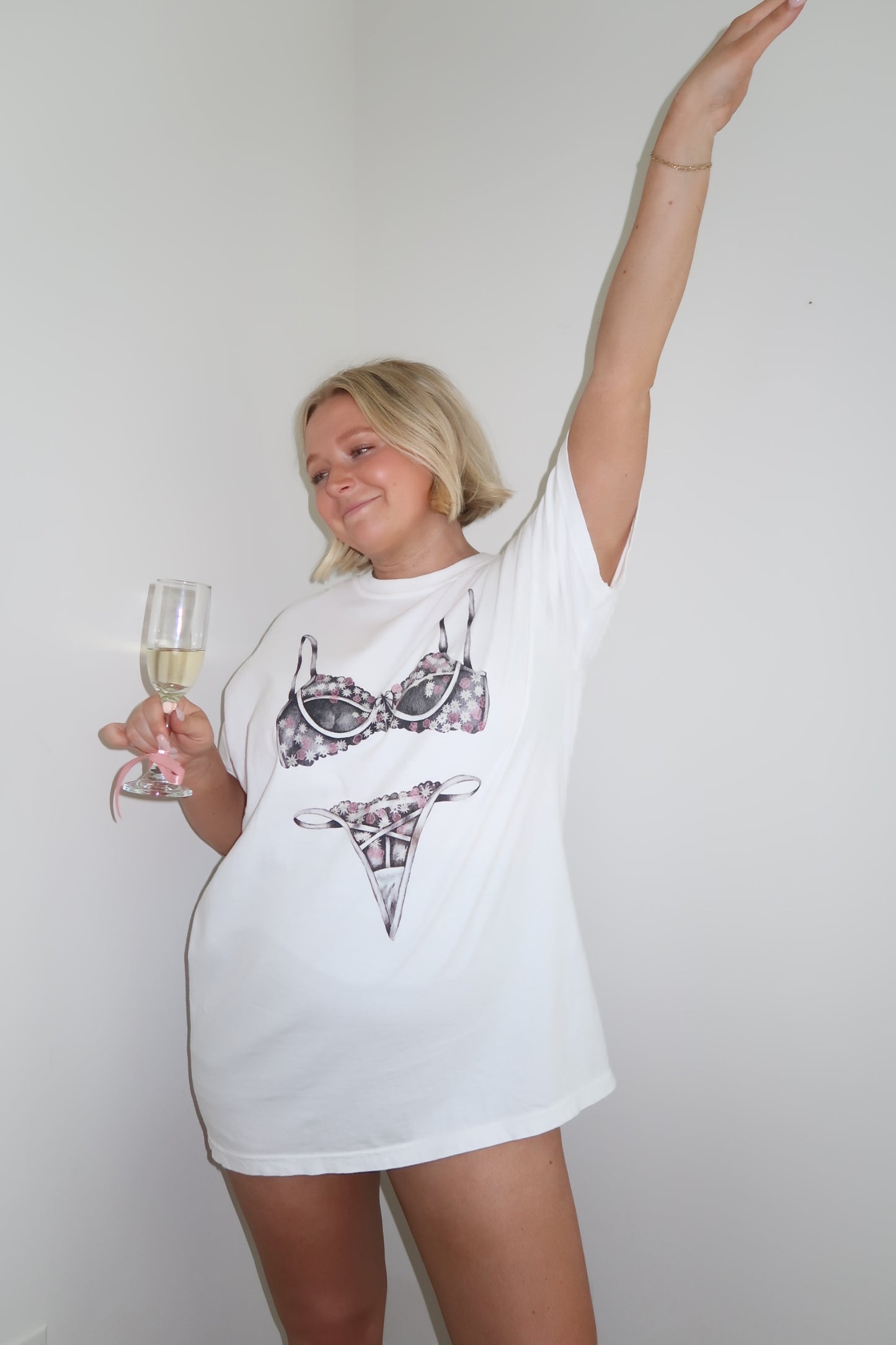 Black Floral Lingerie Sleep Shirt, Bachelorette Party Pajamas, Perfect Gift for Her