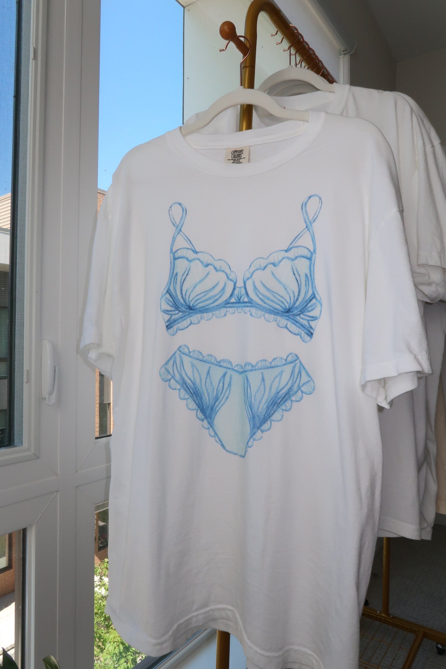 Blue Floral Lingerie Sleep Shirt, Bachelorette Party Pajamas, Perfect Gift for Her