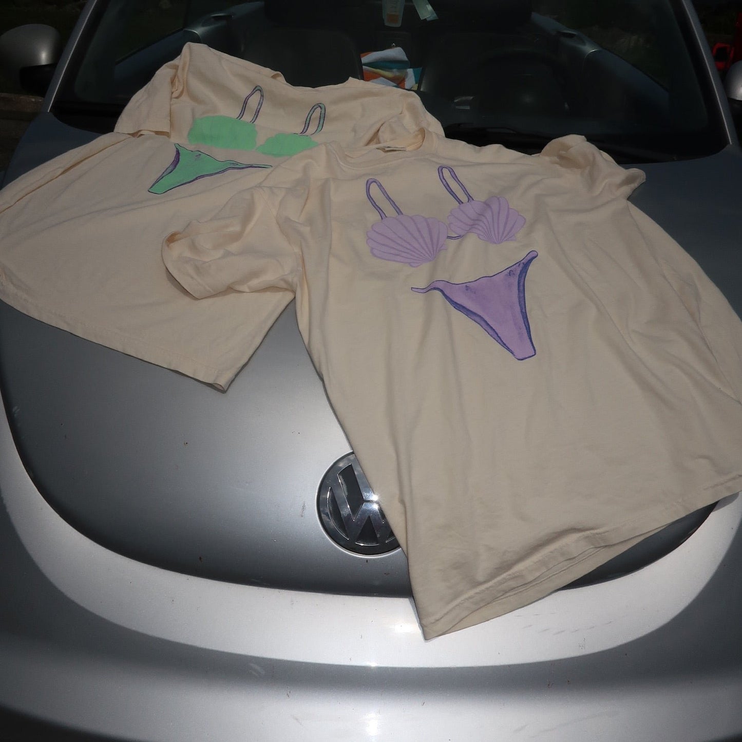 Bikini Swimsuit Coverup, Green Seashell Bikini, Comfy Oversized Mermaid Shirt