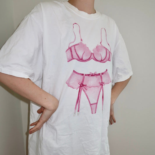 Pink Lingerie Sleep Shirt, Bachelorette Party Pajamas, Perfect Gift for Her