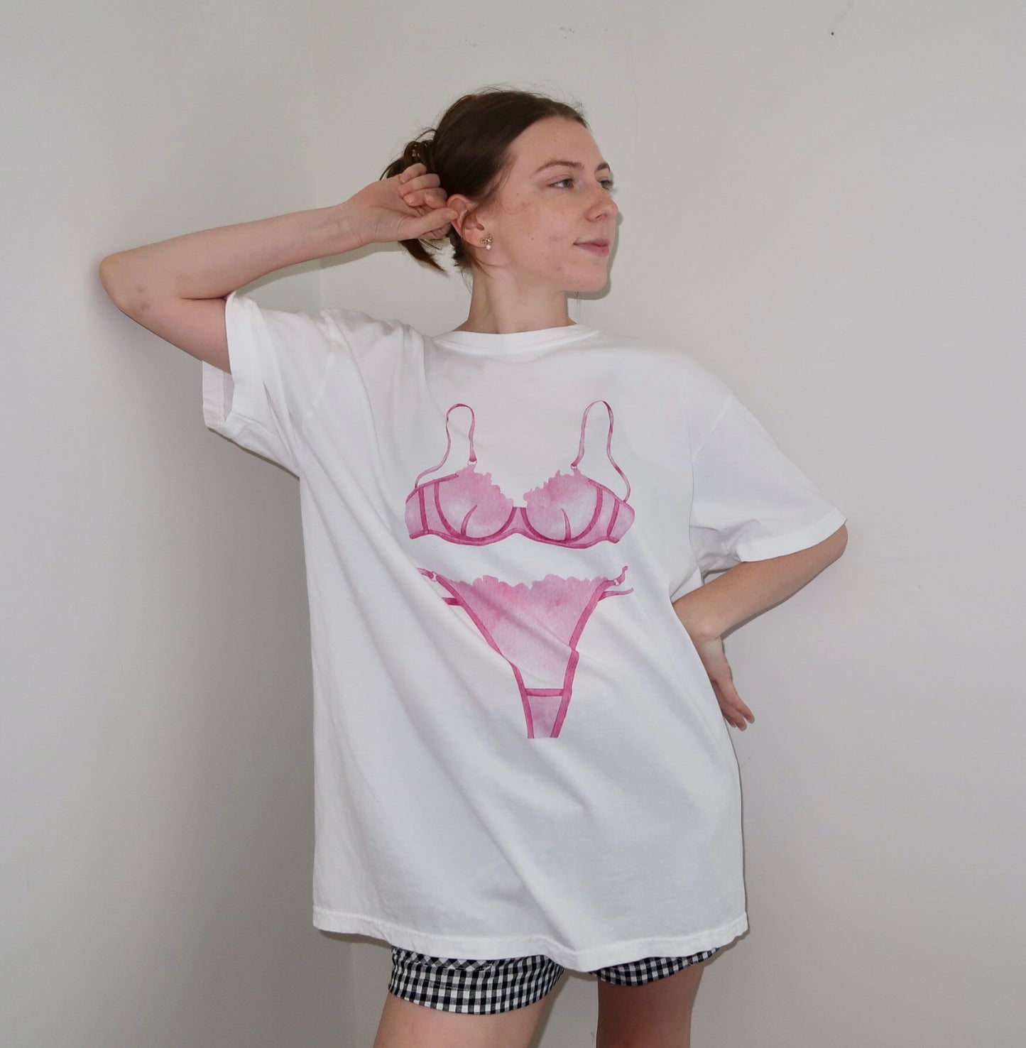 Pink G-String Lingerie Sleep Shirt, Bachelorette Party Pajamas, Perfect Gift for Her