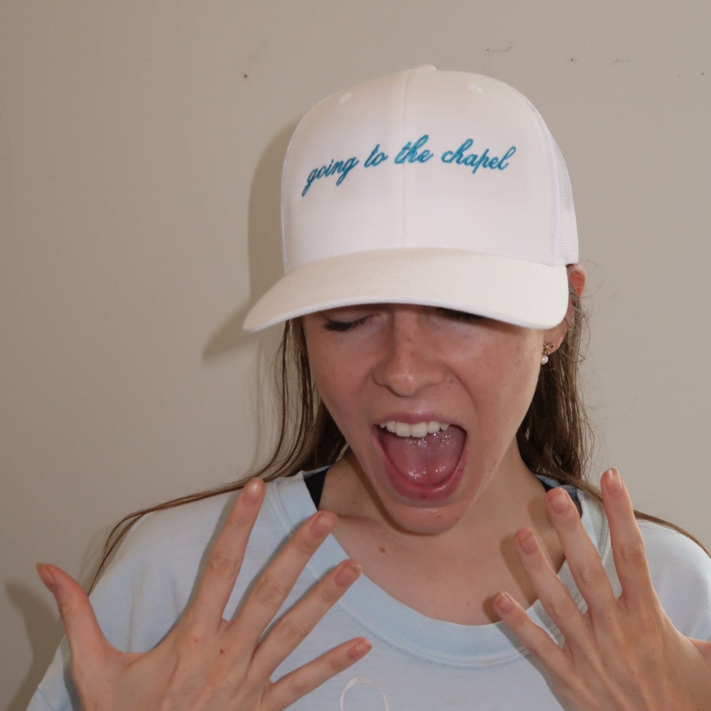 Going to the Chapel Trucker Hat, Bride Trucker Hat, White Baseball Hat, Perfect Gift for Bachelorette Party, Engagement, or Bridal Shower