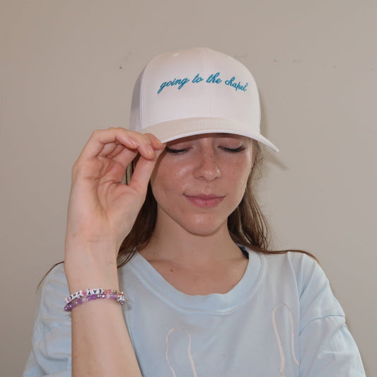 Going to the Chapel Trucker Hat, Bride Trucker Hat, White Baseball Hat, Perfect Gift for Bachelorette Party, Engagement, or Bridal Shower