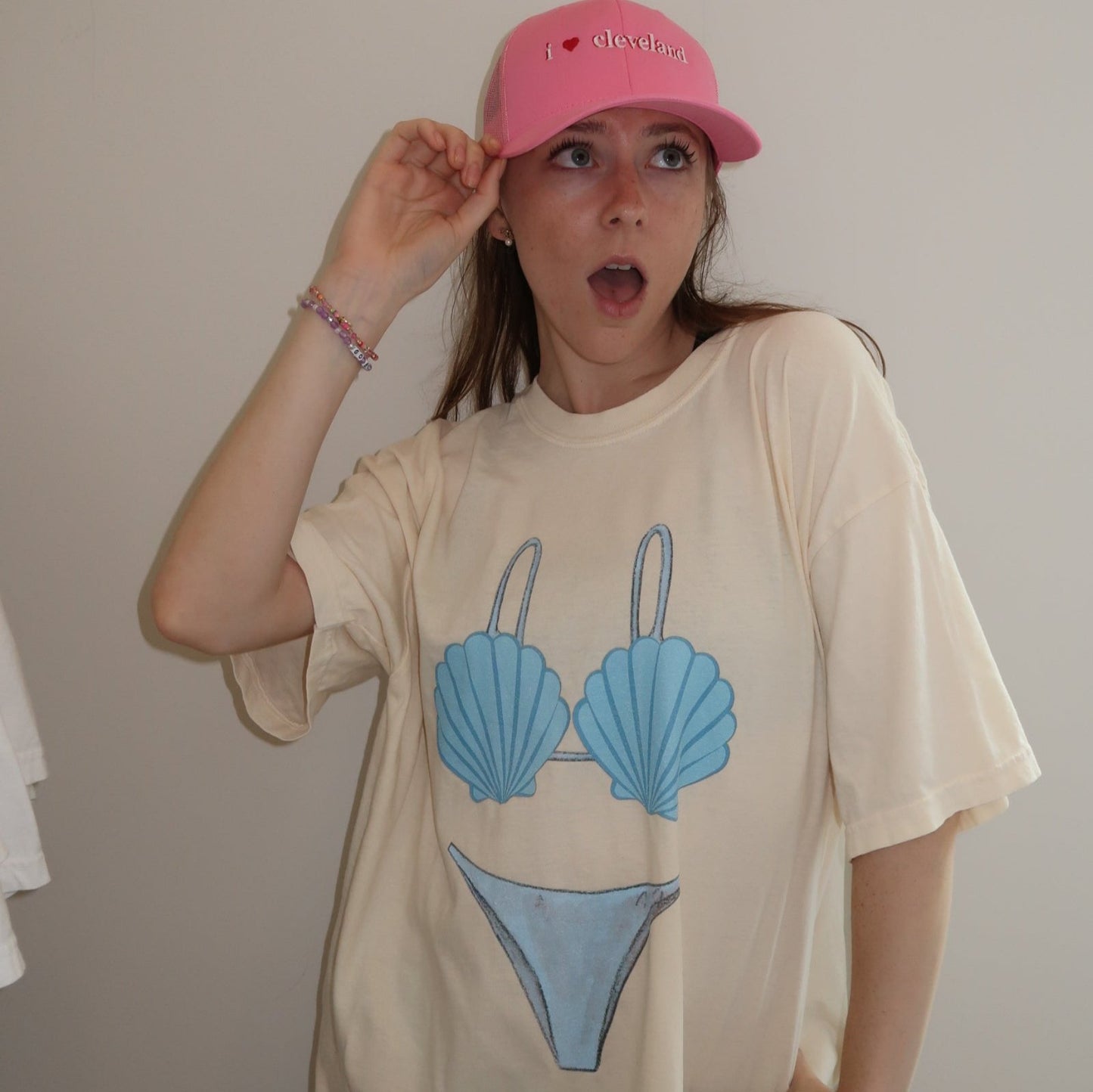 Bikini Swimsuit Coverup, Blue Seashell Bikini, Comfy Oversized Mermaid Shirt