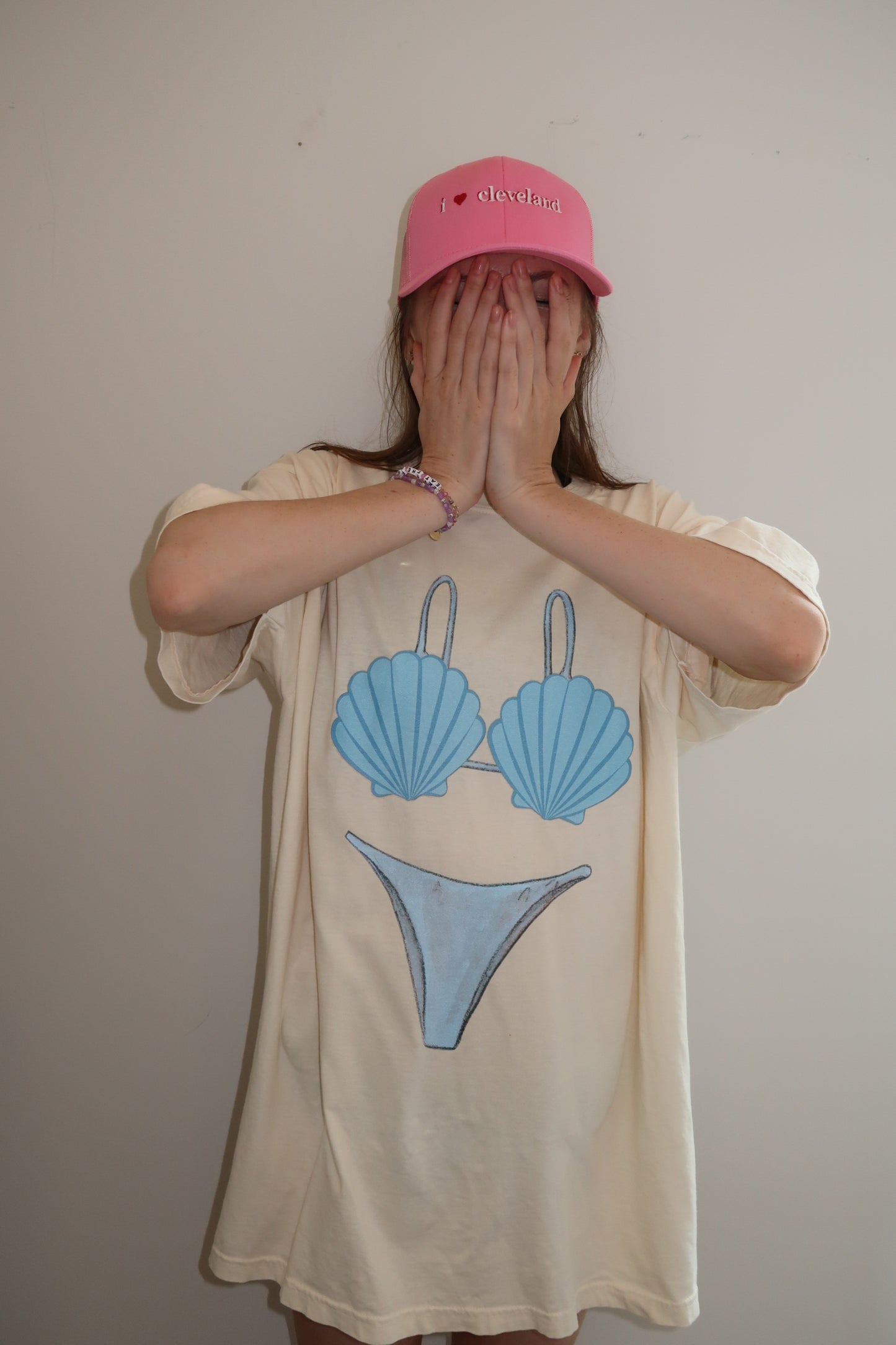 Bikini Swimsuit Coverup, Blue Seashell Bikini, Comfy Oversized Mermaid Shirt