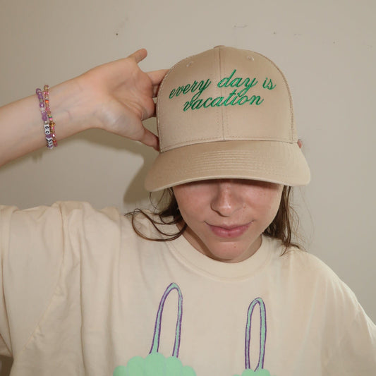 Vacation Trucker Hat, Everyday is Vacation Hat, Retro Hat, Perfect for Next Outdoorsy Vacation