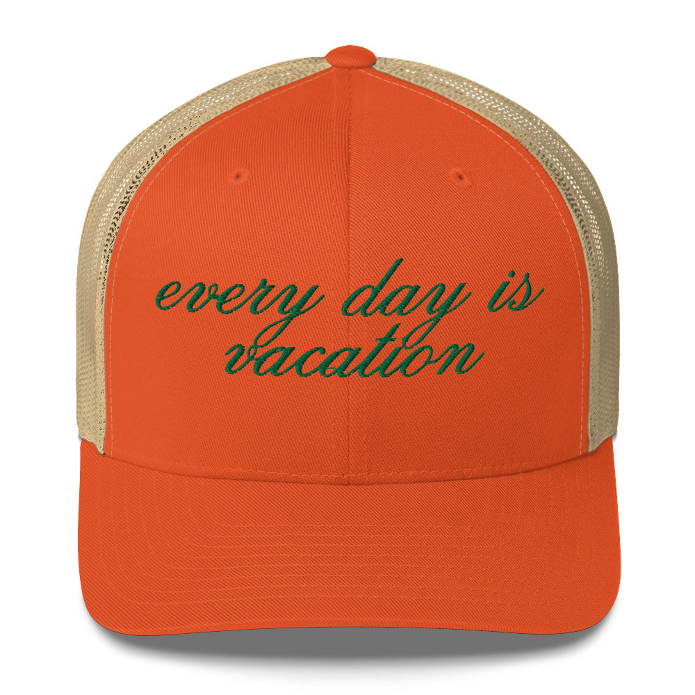 Vacation Trucker Hat, Everyday is Vacation Hat, Retro Hat, Perfect for Next Outdoorsy Vacation