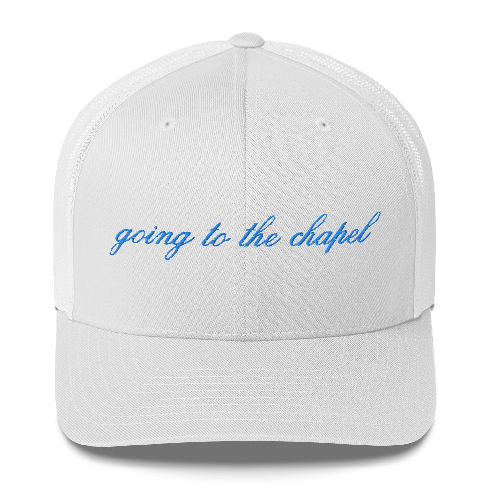 Going to the Chapel Trucker Hat, Bride Trucker Hat, White Baseball Hat, Perfect Gift for Bachelorette Party, Engagement, or Bridal Shower
