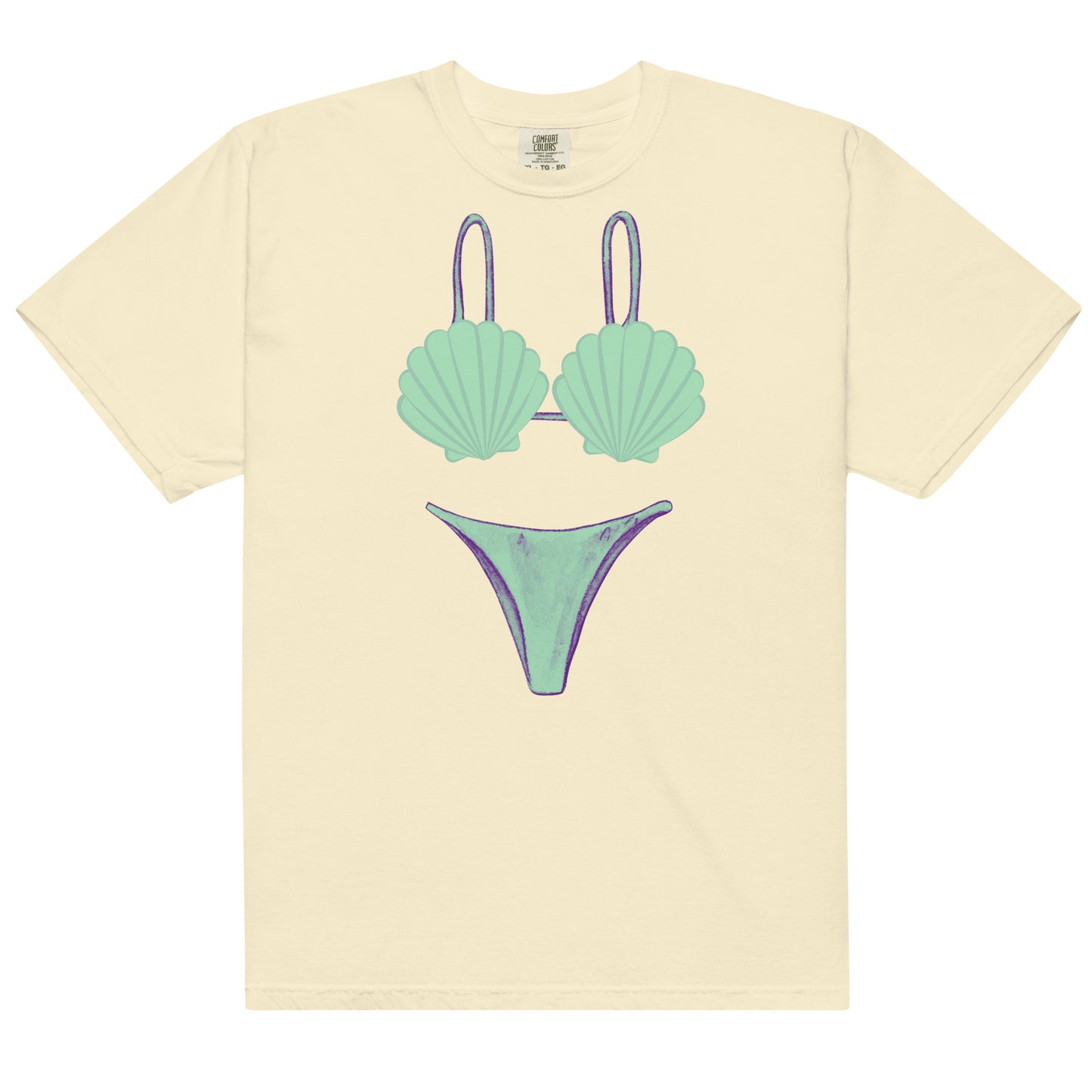 Bikini Swimsuit Coverup, Green Seashell Bikini, Comfy Oversized Mermaid Shirt