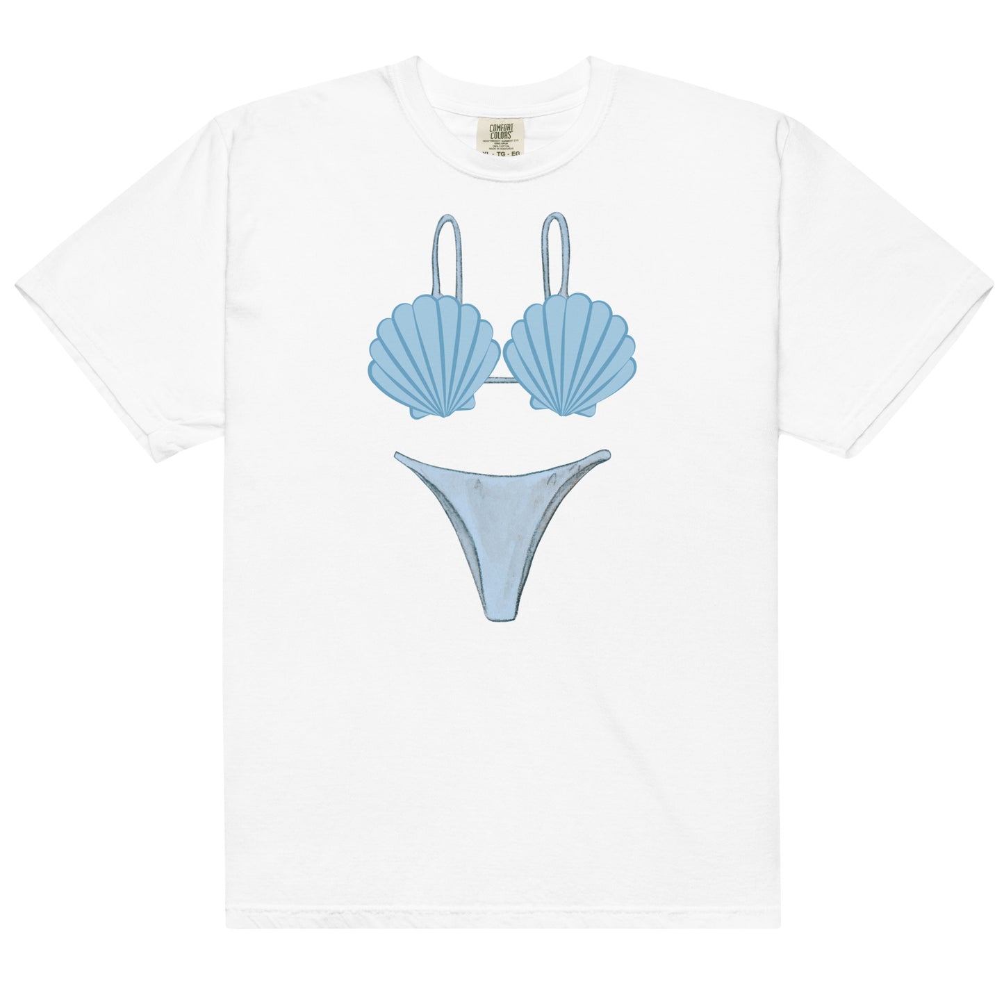 Bikini Swimsuit Coverup, Blue Seashell Bikini, Comfy Oversized Mermaid Shirt
